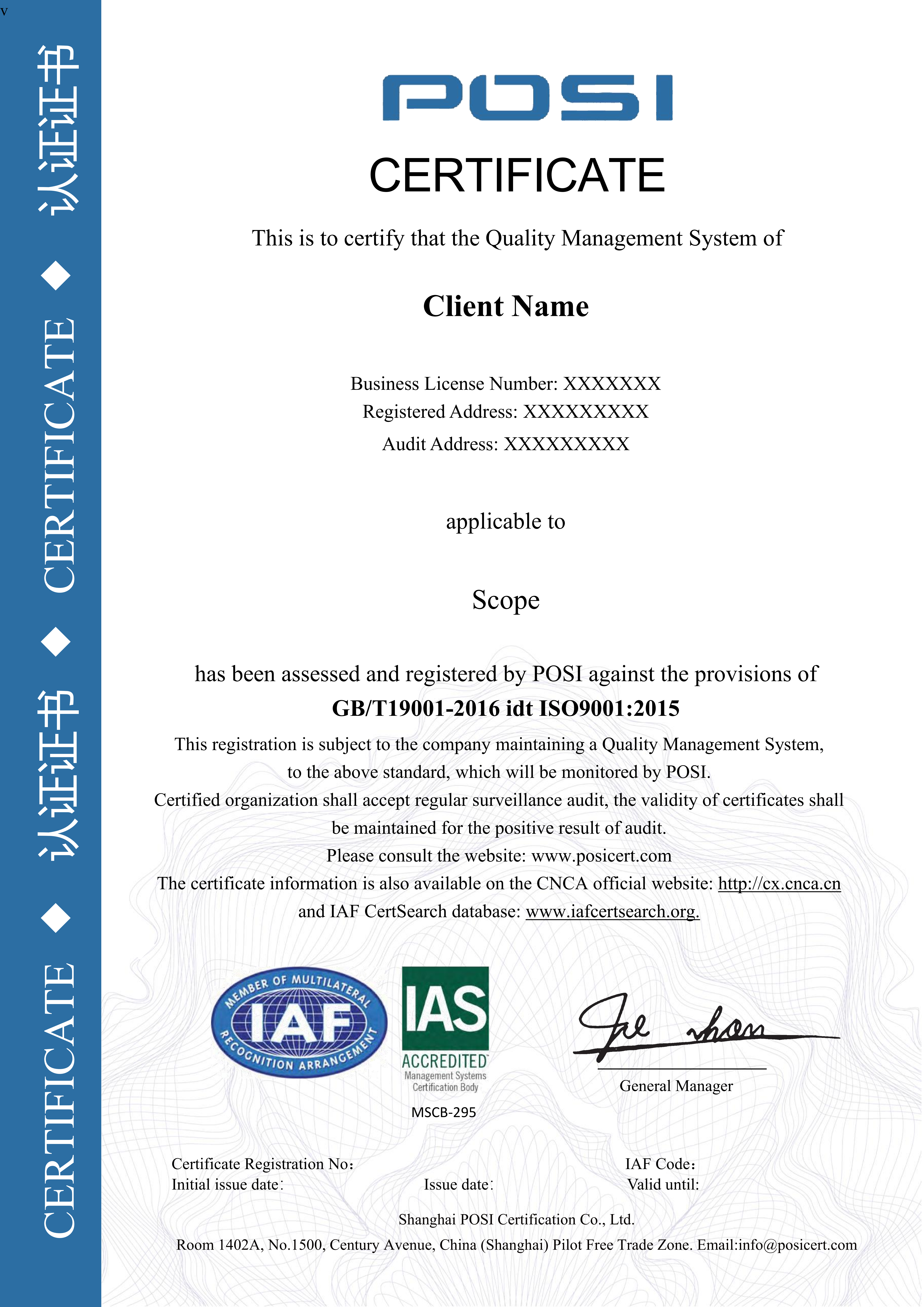 9001 Certificate Sample-IAS