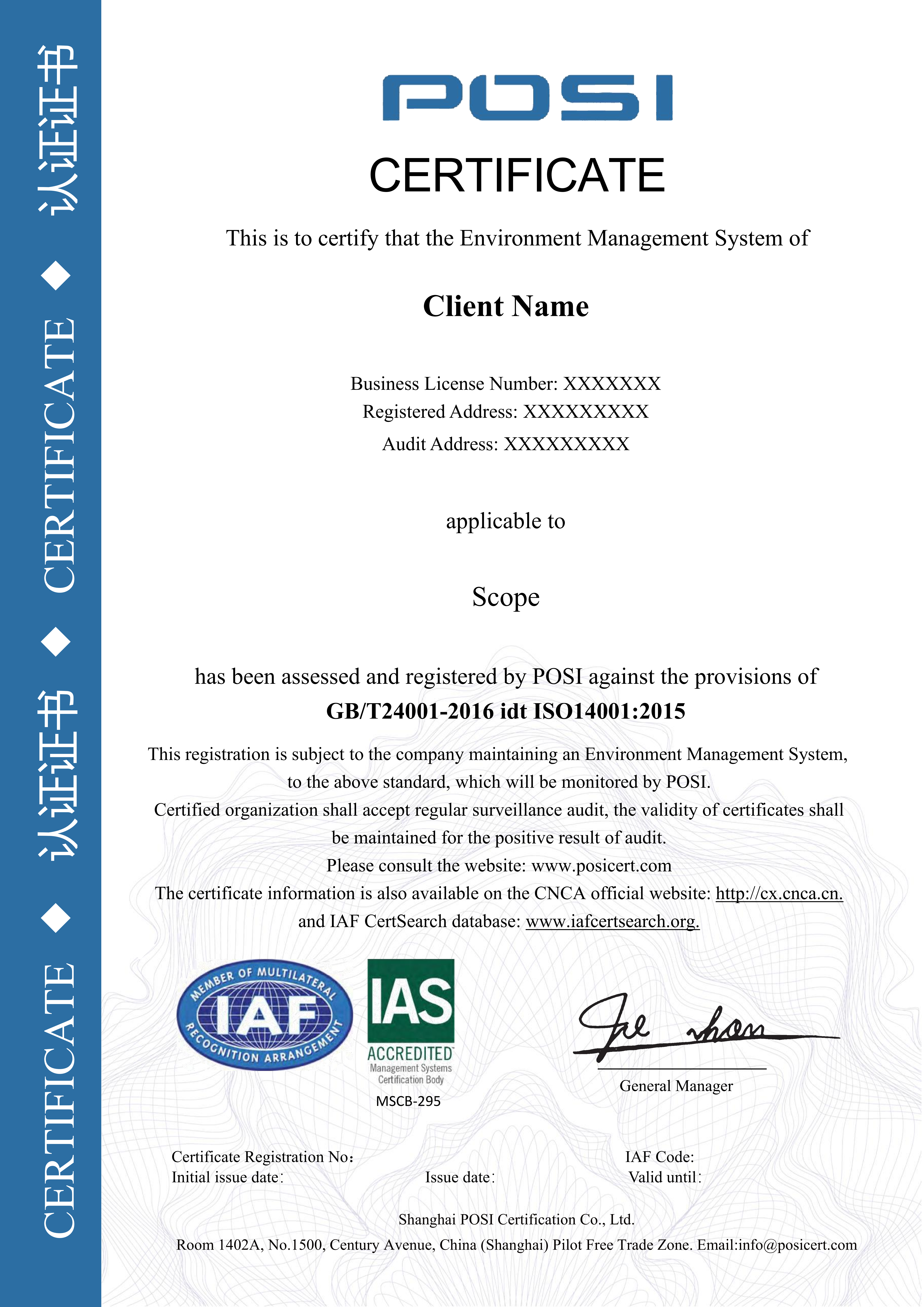 14001 Certificate Sample-IAS