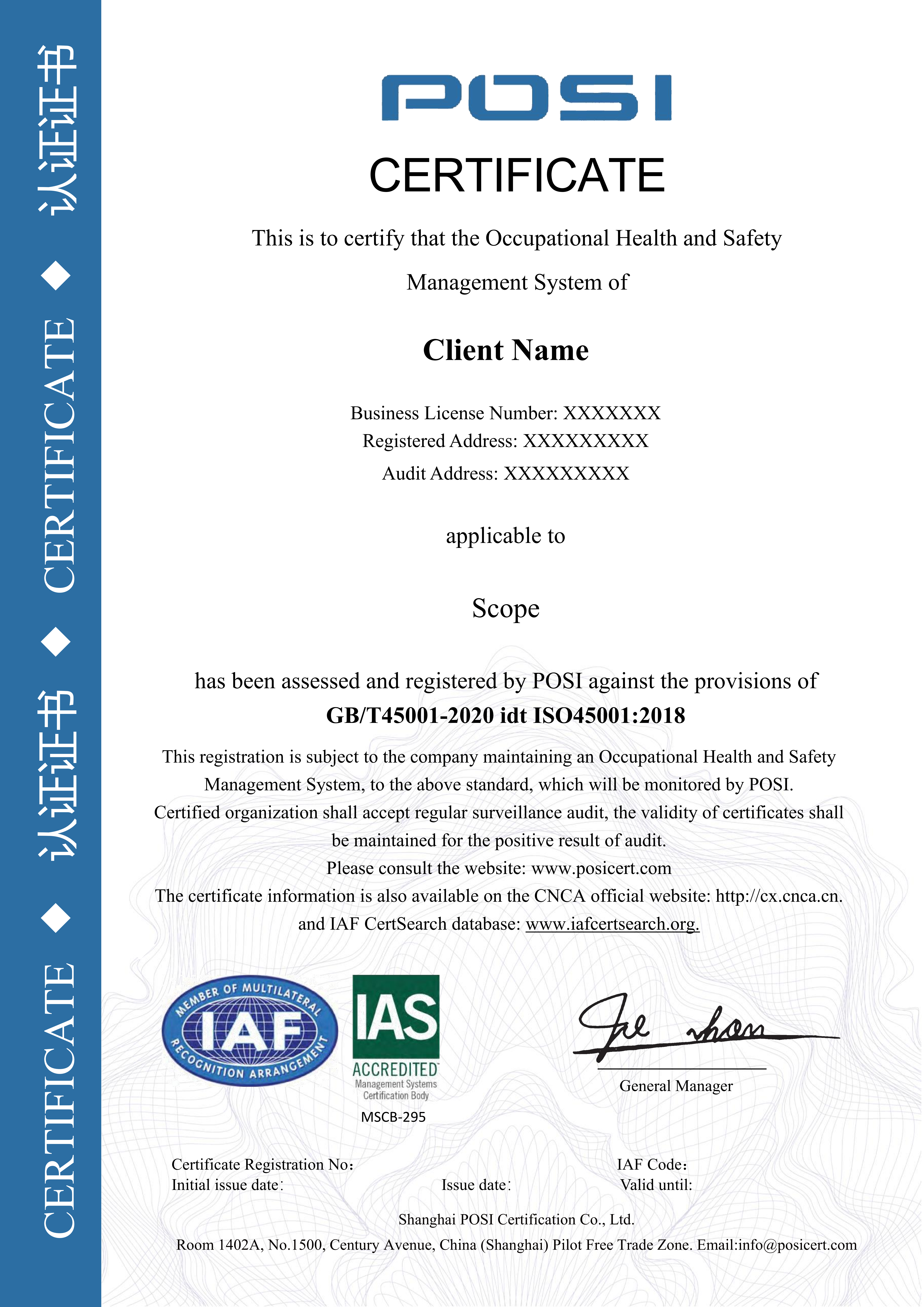 45001 Certificate Sample-IAS